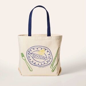 Kate Spade Canvas Tote Bag with Embroidered Artistic Fish Design NEW